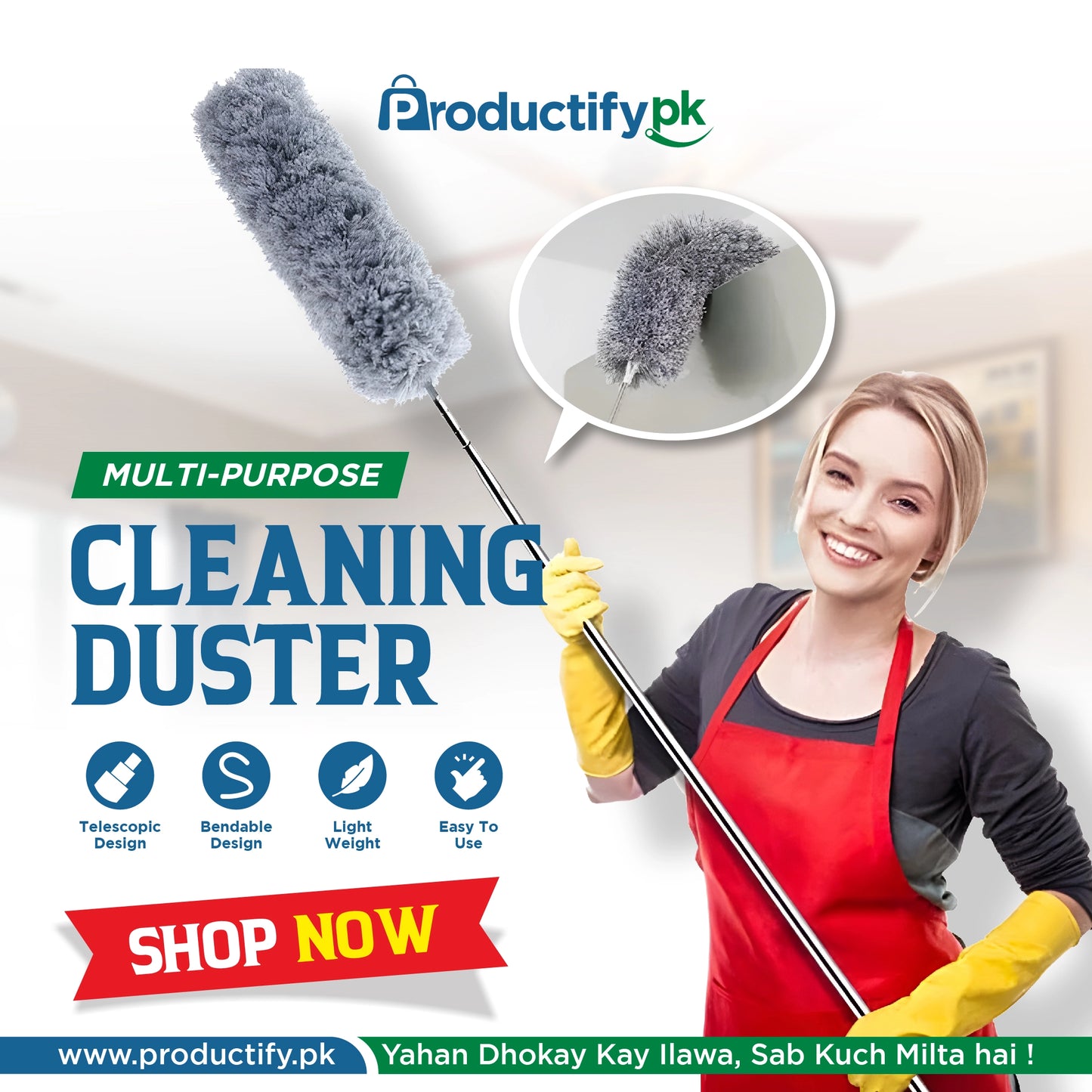 Long Handle Cleaning Fan Duster