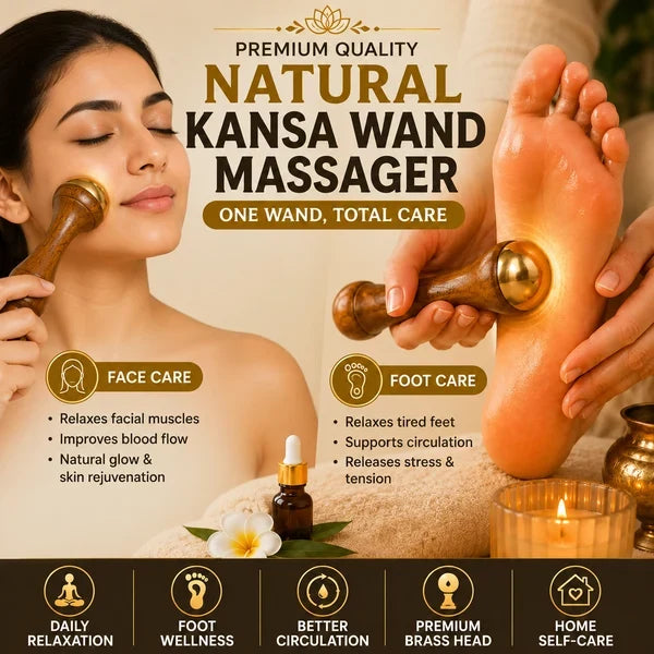 Wooden Wellness Combo - Kansa Wand & Foot Massager