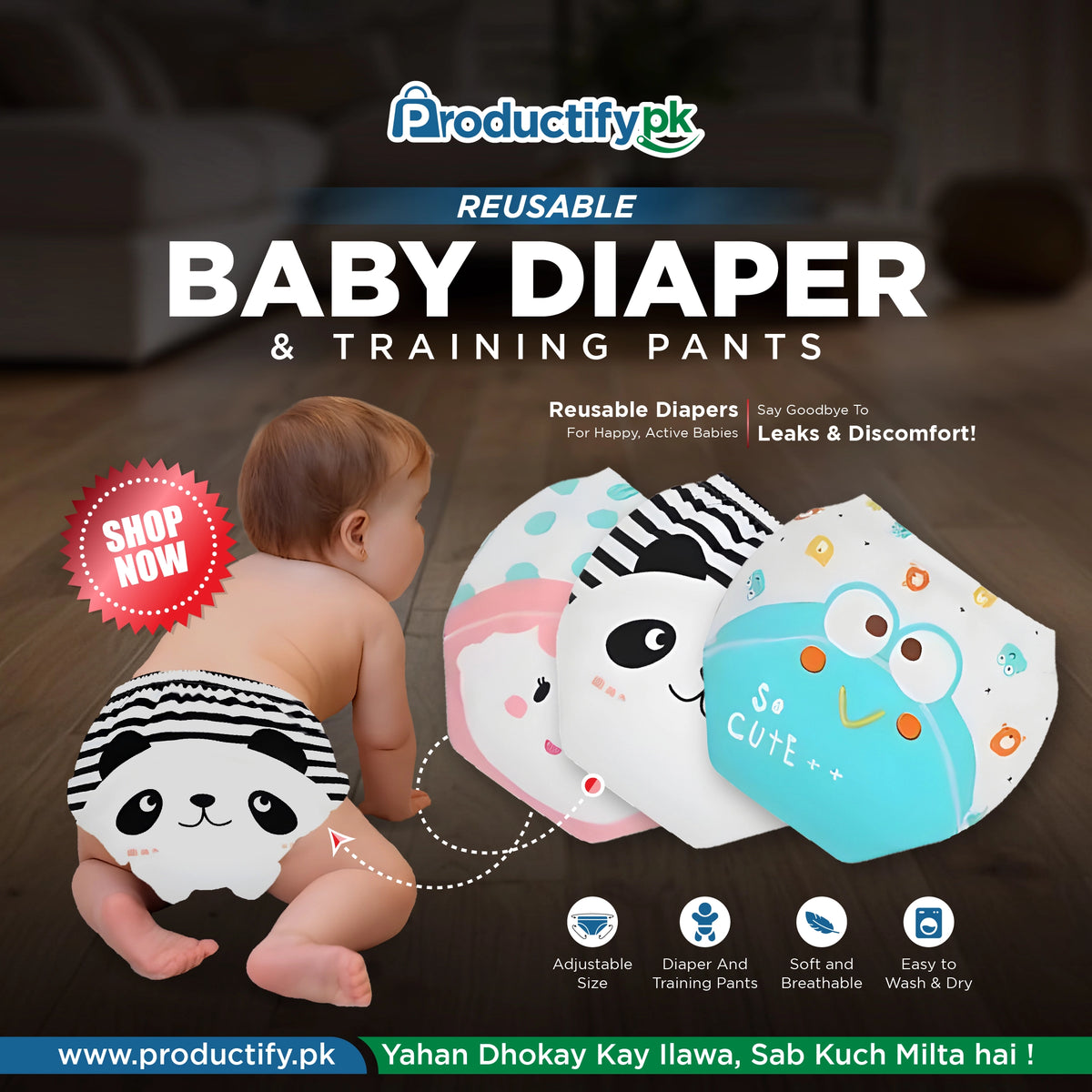 Kids Reusable Baby Diaper & Training Pants