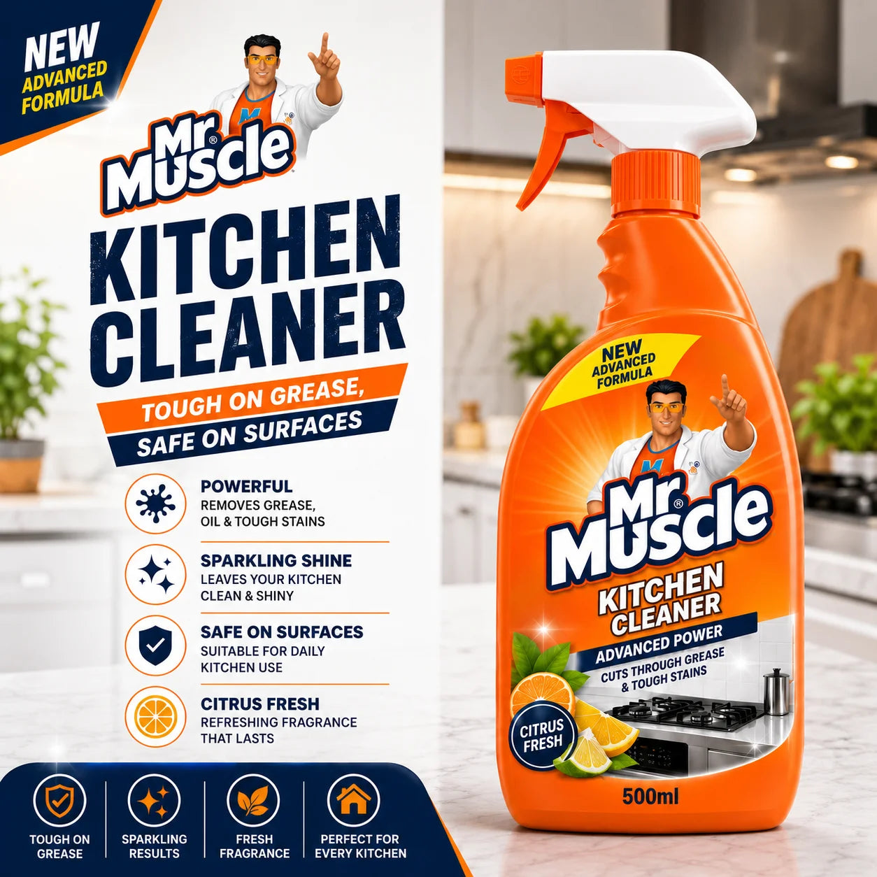 Mr. Muscle Powerful Kitchen Cleaner Spray (500ml)