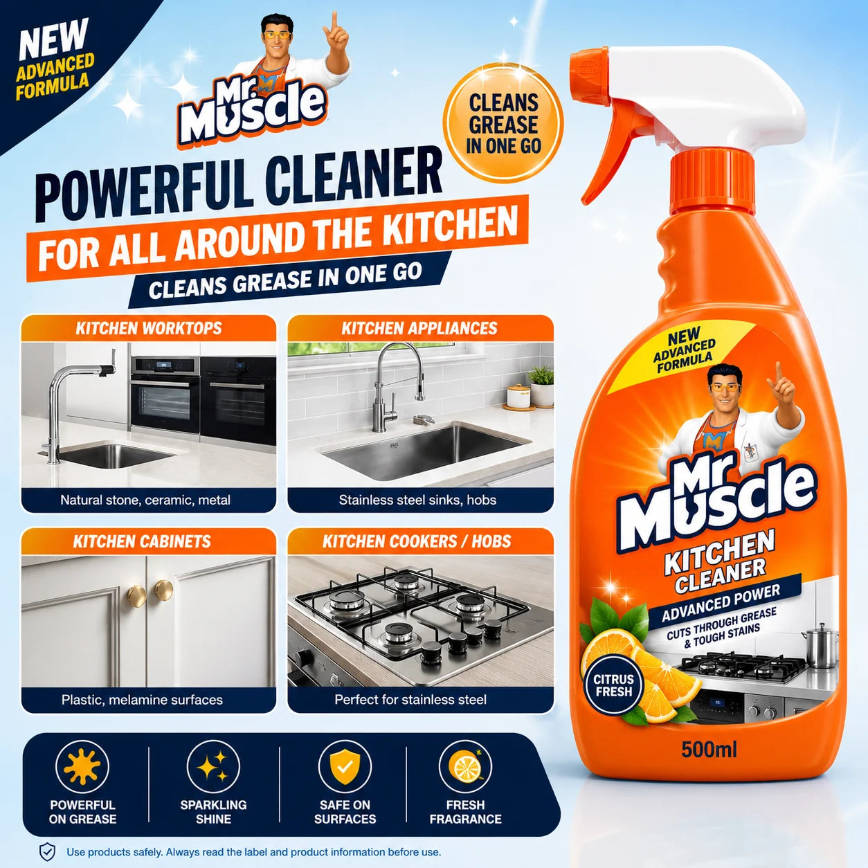 Mr. Muscle Powerful Kitchen Cleaner Spray (500ml)