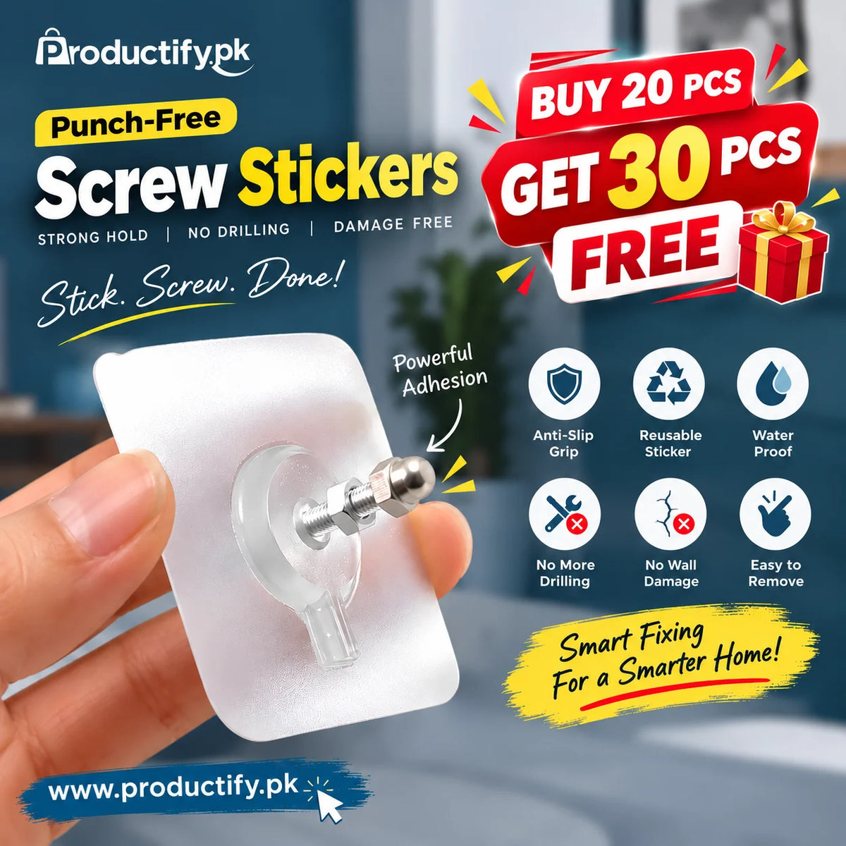Punch-Free Screw Stickers