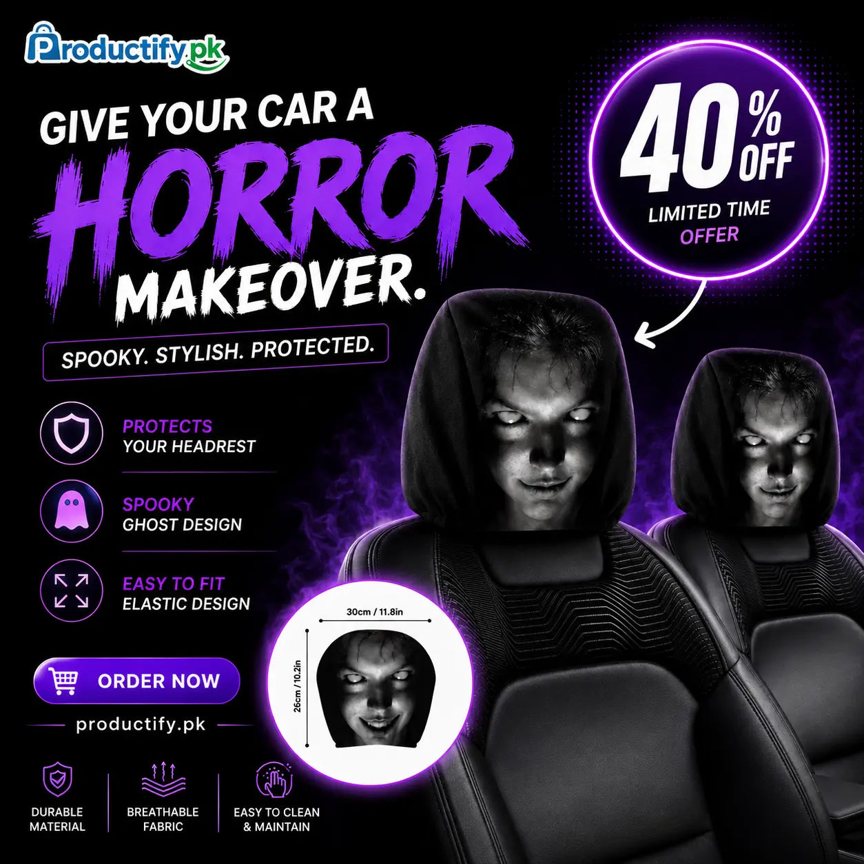 Ghost Face Headrest Covers