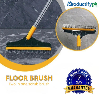 2 In 1 Long Handle Bathroom Floor Scrub Brush
