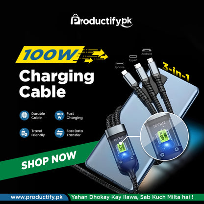 100W 3-in-1 Charging Cable
