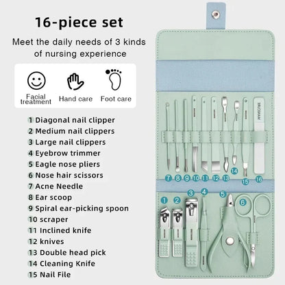 16 PCS Stainless Steel Manicure Pedicure Set