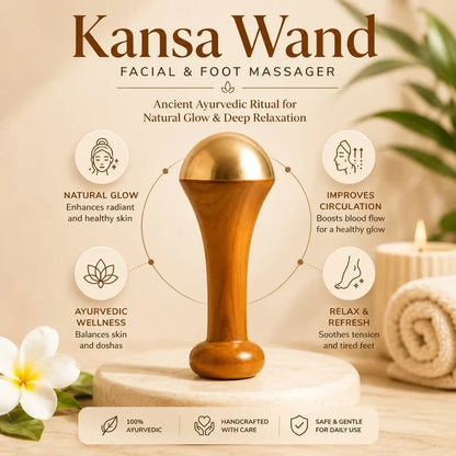 Wooden Wellness Combo - Kansa Wand & Foot Massager